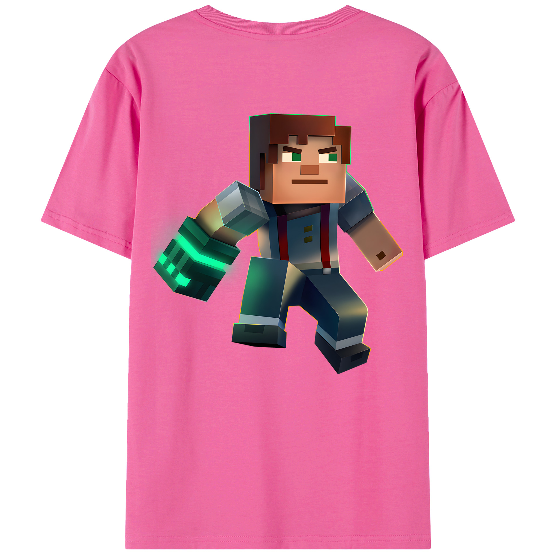 （画像用） マインクラフト ブロックの世界 Minecraft MC Block world レディース半袖Tシャツ(バックプリント)